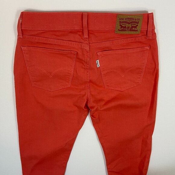 Levi's Women's 710 Super Skinny Jeans Size 26 (26 x 29) Coral Orange Mid Rise - Picture 8 of 11